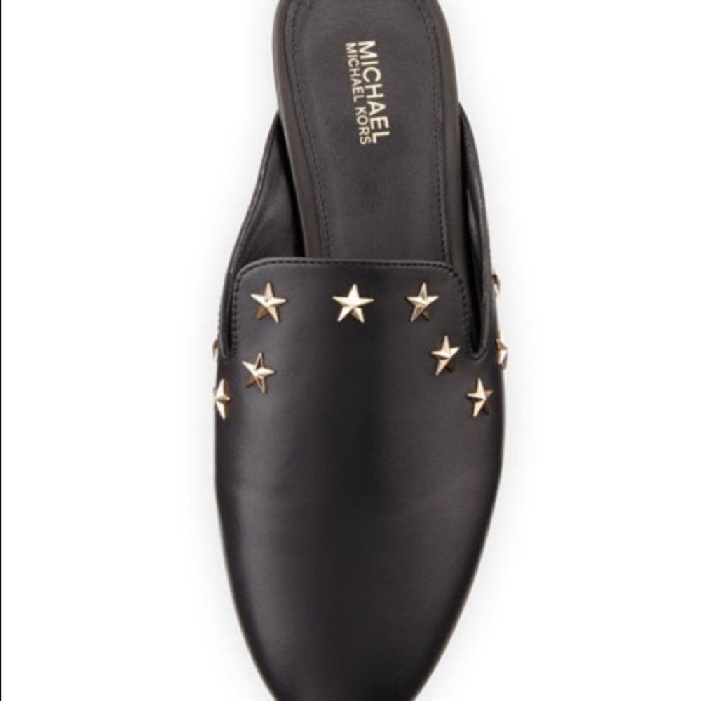 Michael Kors Black Leather Star Studded Mules✨